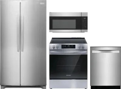 4 Piece Package Includes Refrigerator, Range, Microwave And Dishwasher