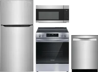 4 Piece Package Includes Refrigerator, Range, Microwave And Dishwasher