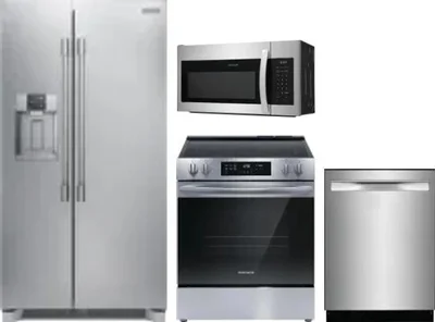4 Piece Package Includes Refrigerator, Range, Microwave And Dishwasher