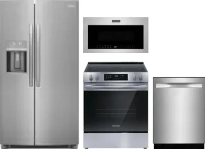 4 Piece Package Includes Refrigerator, Range, Microwave And Dishwasher