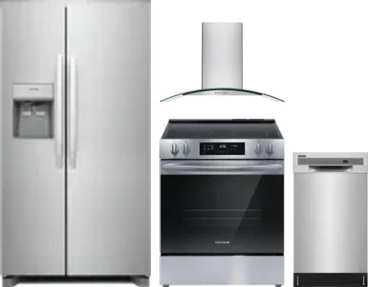4 Piece Package Includes Refrigerator, Range, Hood And Dishwasher