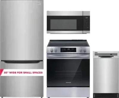 4 Piece Package Includes Refrigerator, Range, Microwave And Dishwasher