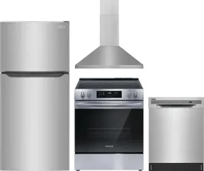 4 Piece Package Includes Refrigerator, Range, Hood And Dishwasher