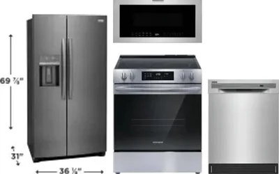 4 Piece Package Includes Refrigerator, Range, Microwave And Dishwasher