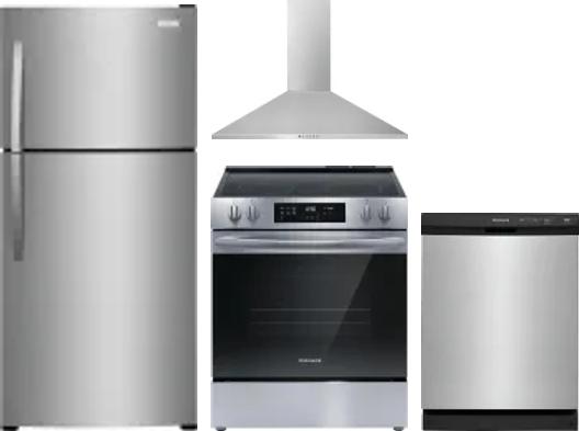 4 Piece Package Includes Refrigerator, Range, Hood And Dishwasher
