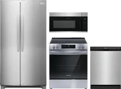 4 Piece Package Includes Refrigerator, Range, Microwave And Dishwasher
