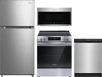 4 Piece Package Includes Refrigerator, Range, Microwave And Dishwasher