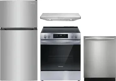 4 Piece Package Includes Refrigerator, Range, Hood And Dishwasher