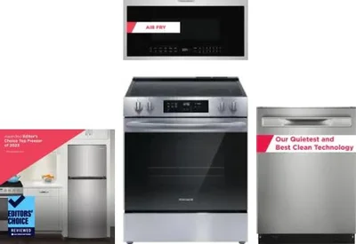 4 Piece Package Includes Refrigerator, Range, Microwave And Dishwasher