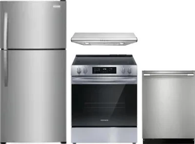 4 Piece Package Includes Refrigerator, Range, Hood And Dishwasher