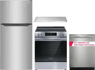4 Piece Package Includes Refrigerator, Range, Hood And Dishwasher