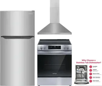 4 Piece Package Includes Refrigerator, Range, Hood And Dishwasher