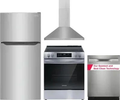 4 Piece Package Includes Refrigerator, Range, Hood And Dishwasher
