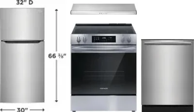 4 Piece Package Includes Refrigerator, Range, Hood And Dishwasher
