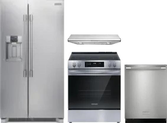 4 Piece Package Includes Refrigerator, Range, Hood And Dishwasher