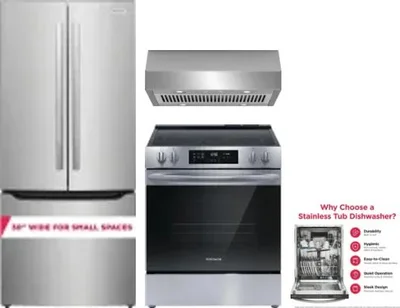 4 Piece Package Includes Refrigerator, Range, Hood And Dishwasher