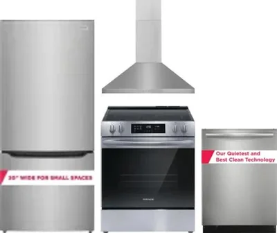 4 Piece Package Includes Refrigerator, Range, Hood And Dishwasher