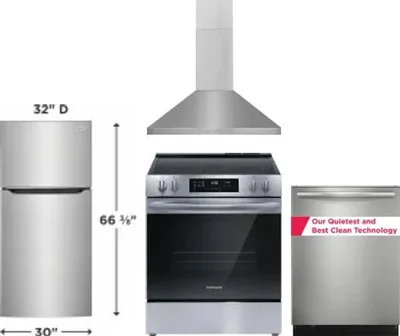 4 Piece Package Includes Refrigerator, Range, Hood And Dishwasher