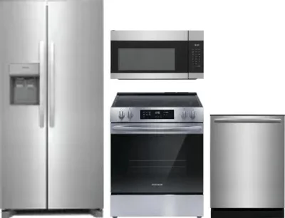 4 Piece Package Includes Refrigerator, Range, Microwave And Dishwasher