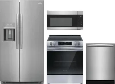 4 Piece Package Includes Refrigerator, Range, Microwave And Dishwasher