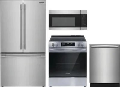 4 Piece Package Includes Refrigerator, Range, Microwave And Dishwasher