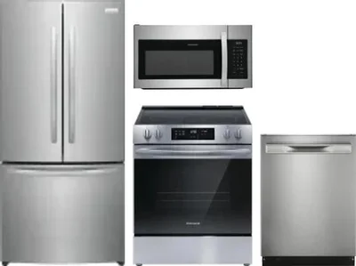 4 Piece Package Includes Refrigerator, Range, Microwave And Dishwasher