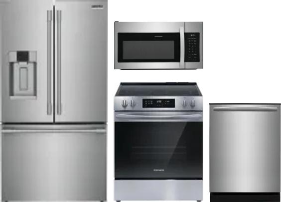 4 Piece Package Includes Refrigerator, Range, Microwave And Dishwasher