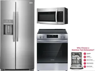 4 Piece Package Includes Refrigerator, Range, Microwave And Dishwasher