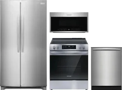 4 Piece Package Includes Refrigerator, Range, Microwave And Dishwasher