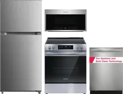 4 Piece Package Includes Refrigerator, Range, Microwave And Dishwasher