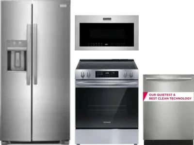 4 Piece Package Includes Refrigerator, Range, Microwave And Dishwasher
