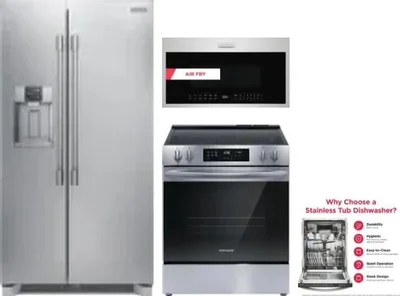4 Piece Package Includes Refrigerator, Range, Microwave And Dishwasher