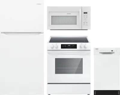 4 Piece Package Includes Refrigerator, Range, Microwave And Dishwasher