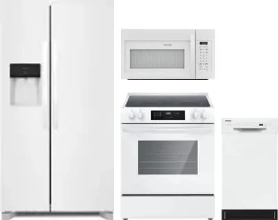 4 Piece Package Includes Refrigerator, Range, Microwave And Dishwasher