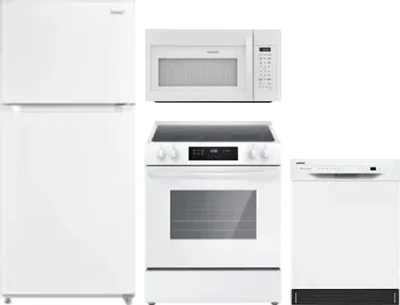 4 Piece Package Includes Refrigerator, Range, Microwave And Dishwasher