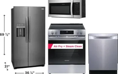 4 Piece Package Includes Refrigerator, Range, Microwave And Dishwasher