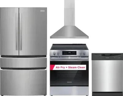 4 Piece Package Includes Refrigerator, Range, Hood And Dishwasher