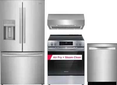 4 Piece Package Includes Refrigerator, Range, Hood And Dishwasher