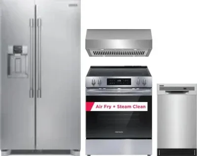 4 Piece Package Includes Refrigerator, Range, Hood And Dishwasher