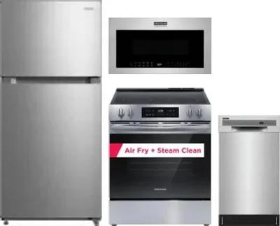 4 Piece Package Includes Refrigerator, Range, Microwave And Dishwasher