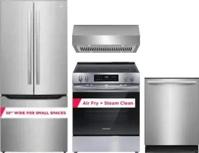 4 Piece Package Includes Refrigerator, Range, Hood And Dishwasher