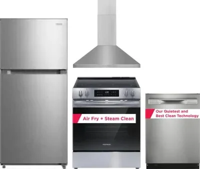 4 Piece Package Includes Refrigerator, Range, Hood And Dishwasher