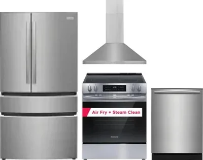 4 Piece Package Includes Refrigerator, Range, Hood And Dishwasher