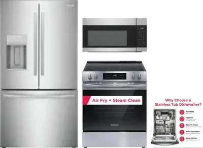 4 Piece Package Includes Refrigerator, Range, Microwave And Dishwasher