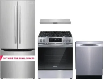 4 Piece Package Includes Refrigerator, Range, Hood And Dishwasher