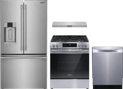 4 Piece Package Includes Refrigerator, Range, Hood And Dishwasher