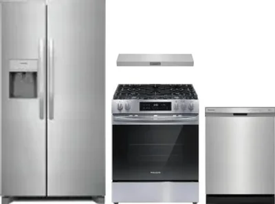4 Piece Package Includes Refrigerator, Range, Hood And Dishwasher