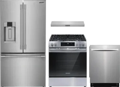 4 Piece Package Includes Refrigerator, Range, Hood And Dishwasher