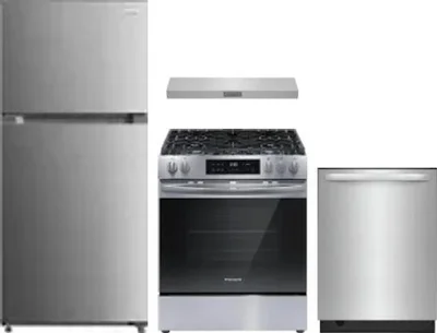 4 Piece Package Includes Refrigerator, Range, Hood And Dishwasher