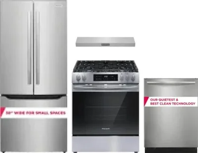 4 Piece Package Includes Refrigerator, Range, Hood And Dishwasher